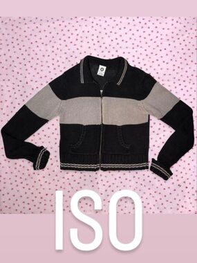ISO: ellemenno striped knit zip-up sweater